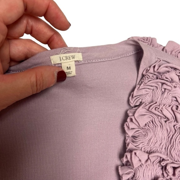 J Crew Lilac Flower Embellished Long Sleeve Button Front Cardigan Sz M - Picture 4 of 8